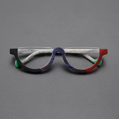 Cyd Retro Semi Circle Acetate Glasses Frame Oval Frames Southood Matte black red