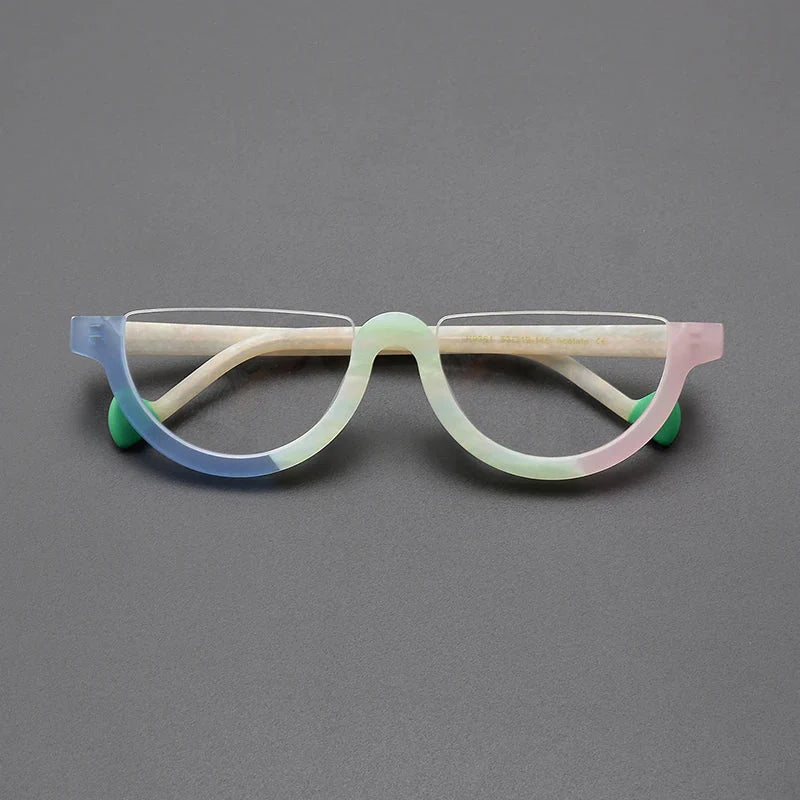 Cyd Retro Semi Circle Acetate Glasses Frame Oval Frames Southood Matte blue pink