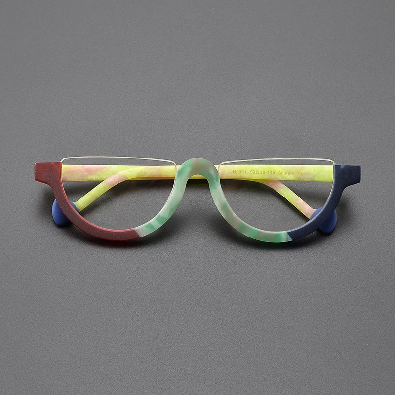 Cyd Retro Semi Circle Acetate Glasses Frame Oval Frames Southood Matte red blue