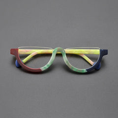 Cyd Retro Semi Circle Acetate Glasses Frame Oval Frames Southood Matte red blue