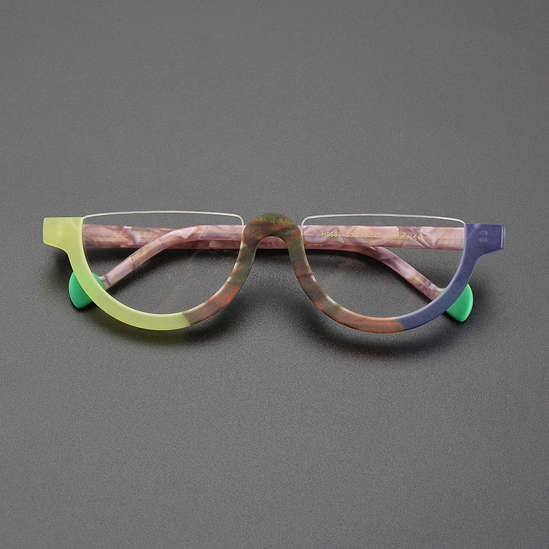 Cyd Retro Semi Circle Acetate Glasses Frame Oval Frames Southood Matte yellow blue