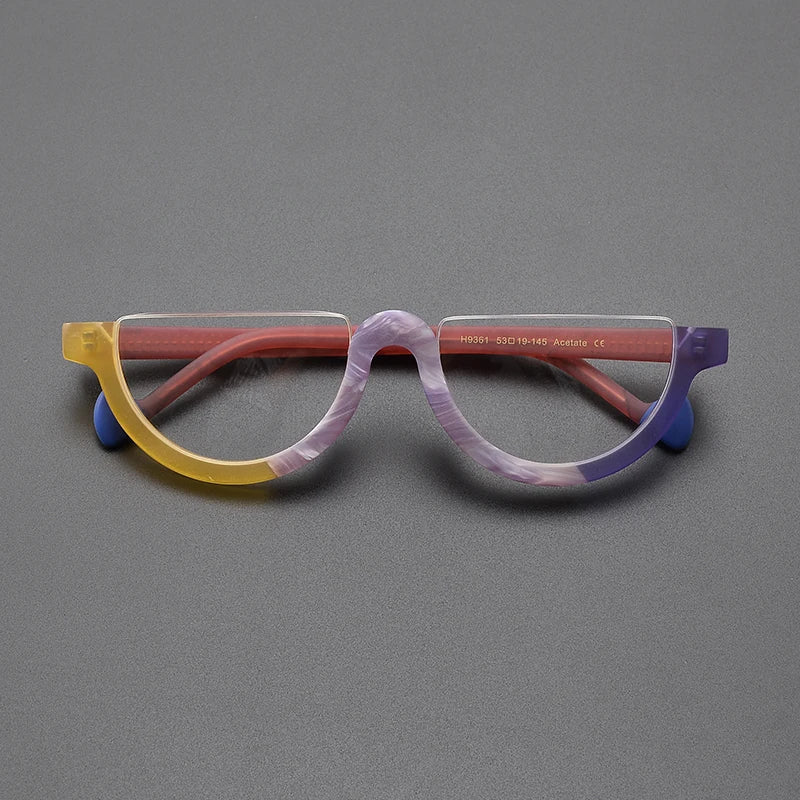 Cyd Retro Semi Circle Acetate Glasses Frame Oval Frames Southood Matte yellow purple