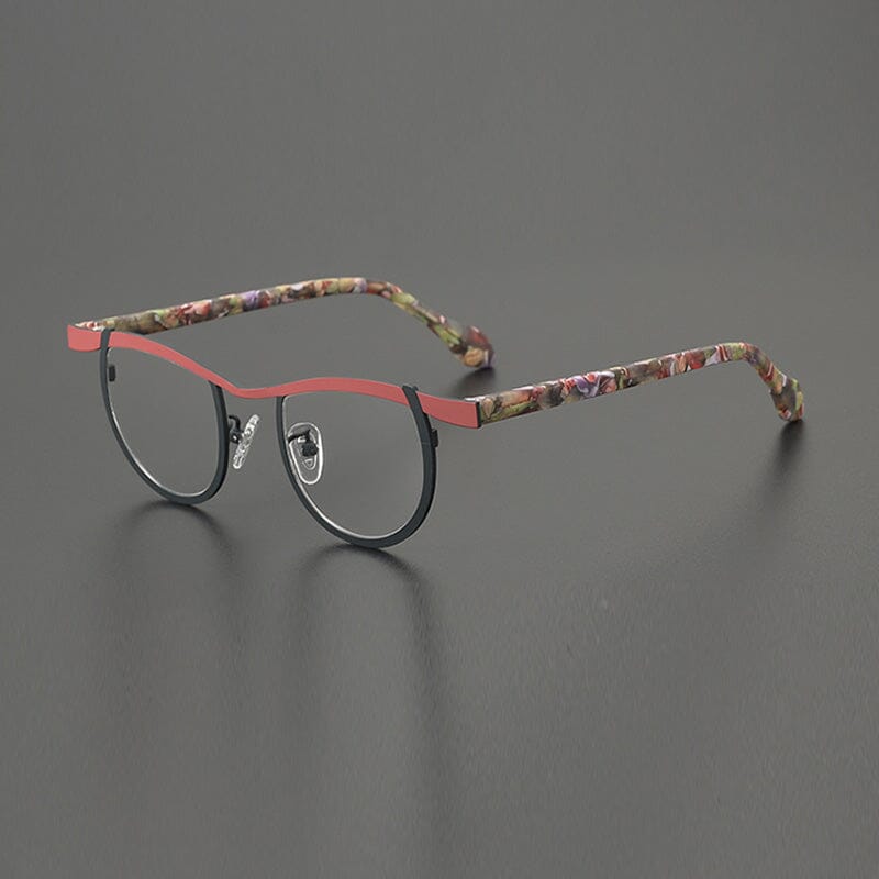 Daley Colorful Titanium Glasses Frame Round Frames Southood Red Black