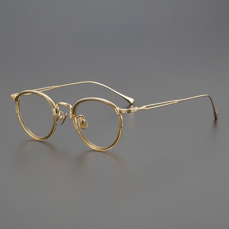 Daran Titanium Round Glasses Frames Round Frames Southood Gold