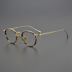 Daran Titanium Round Glasses Frames Round Frames Southood Tortoise gold
