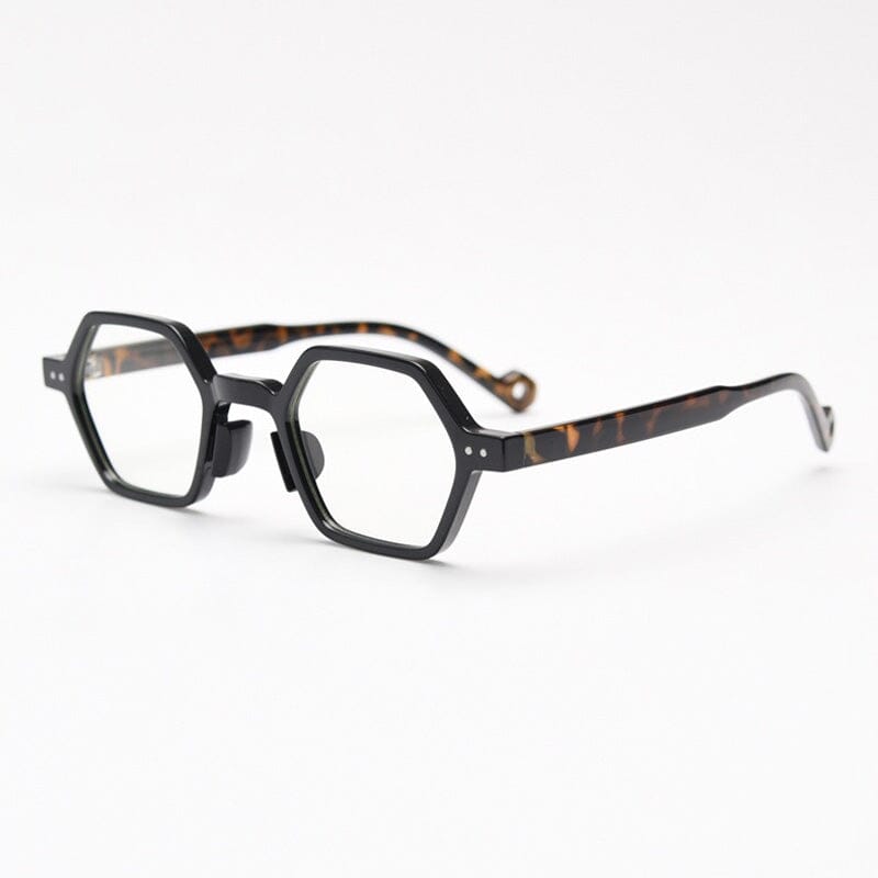Daryll Polygon TR90 Vintage Eyeglass Frame Geometric Frames Southood Black Leopard