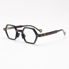 Daryll Polygon TR90 Vintage Eyeglass Frame Geometric Frames Southood Black Leopard