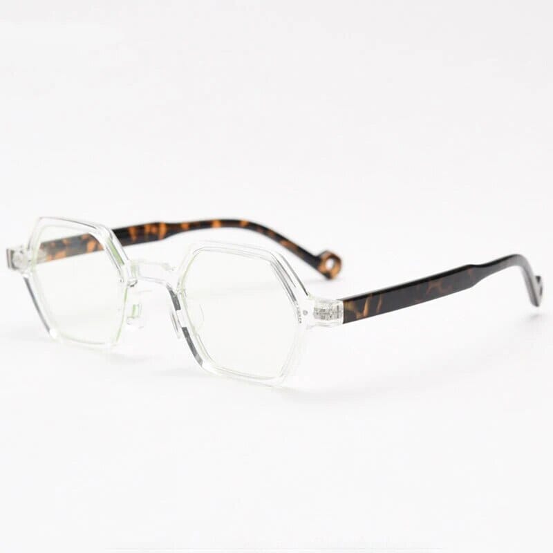 Daryll Polygon TR90 Vintage Eyeglass Frame Geometric Frames Southood Clear Leopard
