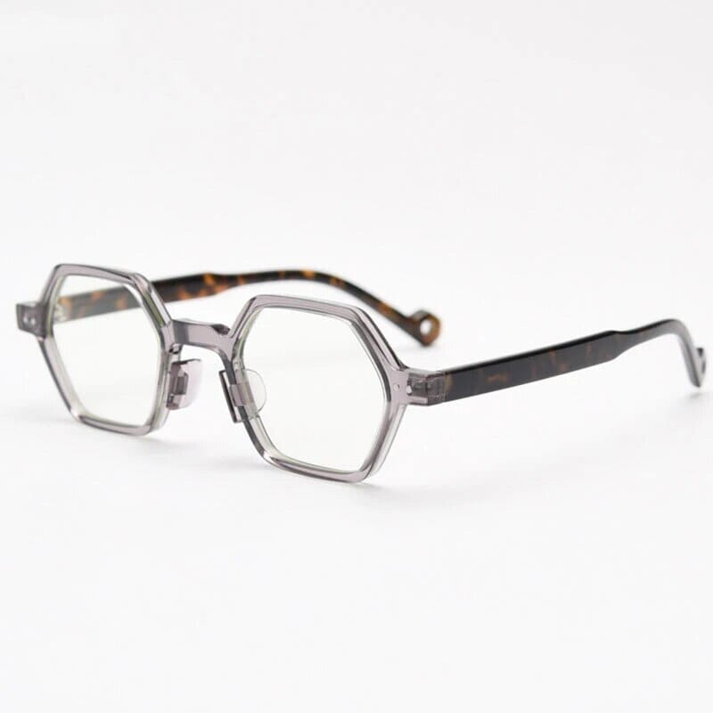 Daryll Polygon TR90 Vintage Eyeglass Frame Geometric Frames Southood Gray Leopard