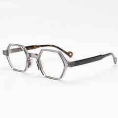 Daryll Polygon TR90 Vintage Eyeglass Frame Geometric Frames Southood Gray Leopard