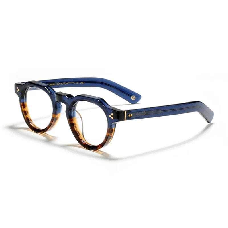 Dean Vintage Acetate Eyeglasses Frame Round Frames Southood Blue Leopard