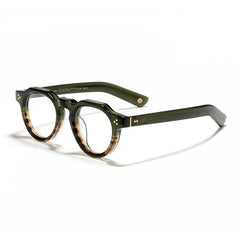 Dean Vintage Acetate Eyeglasses Frame Round Frames Southood Green Leopard