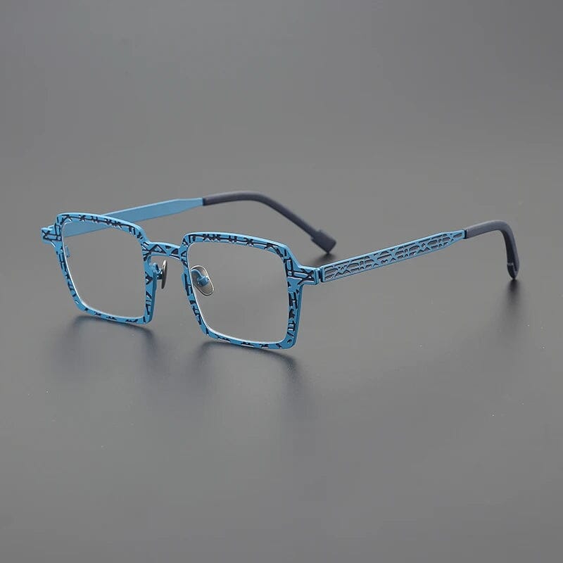 Delron Square Titanium Glasses Frame Rectangle Frames Southood Blue Black