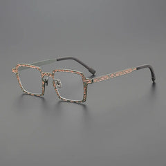 Delron Square Titanium Glasses Frame Rectangle Frames Southood Green Brown