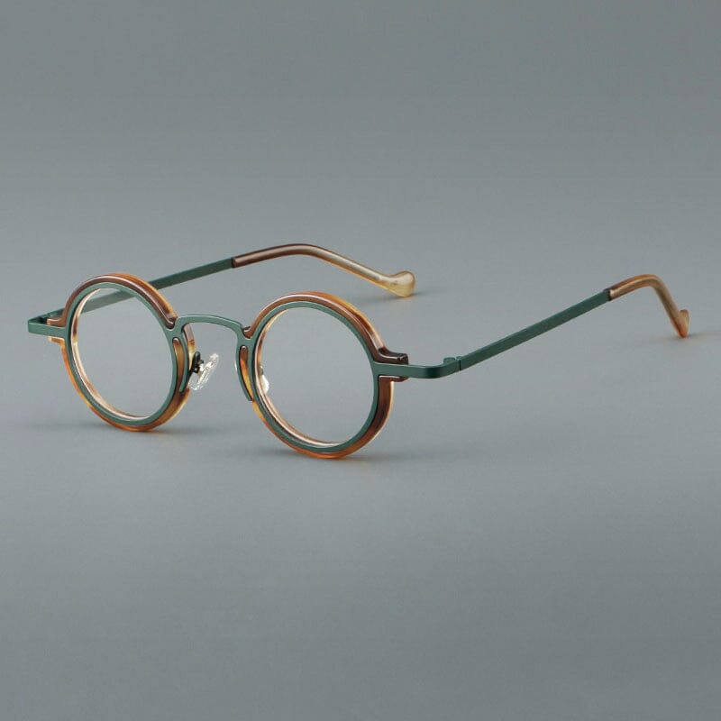 Denver Acetate Glasses Frame Round Frames Southood Leopard Green
