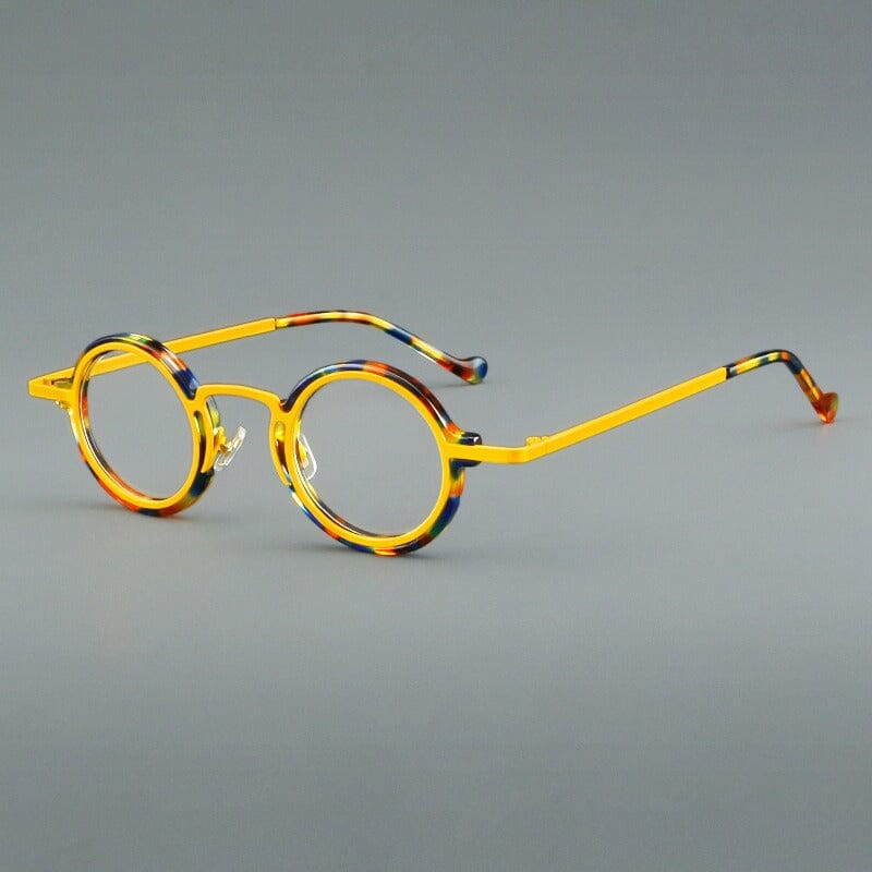 Denver Acetate Glasses Frame Round Frames Southood Leopard Yellow