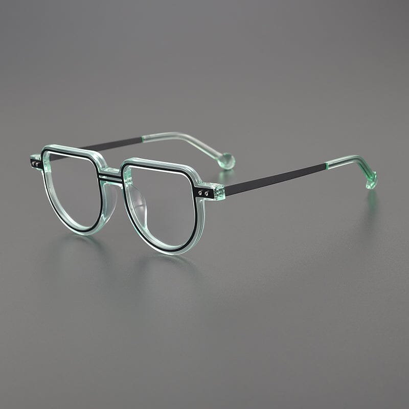 Deon Retro Acetate Eyeglasses Frame Geometric Frames Southood Clear Green