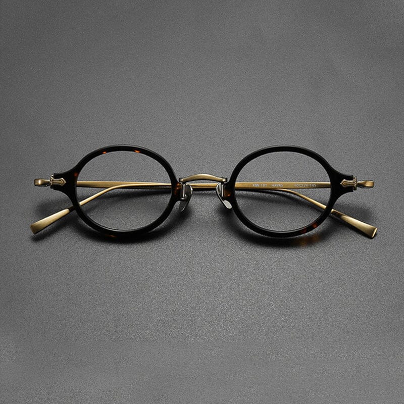 Drew Round Titanium Glasses Frame Round Frames Southood Leopard Small