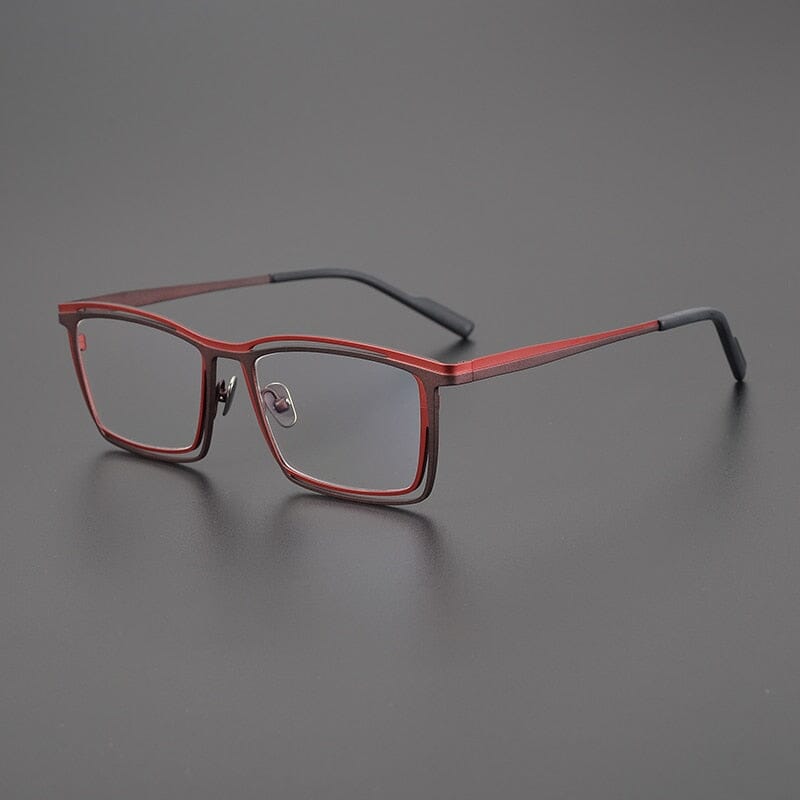 Edwy Square Titanium Glasses Frame Rectangle Frames Southood Red
