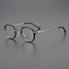 Egon Titanium Acetate Glasses Frame Rectangle Frames Southood Black gun