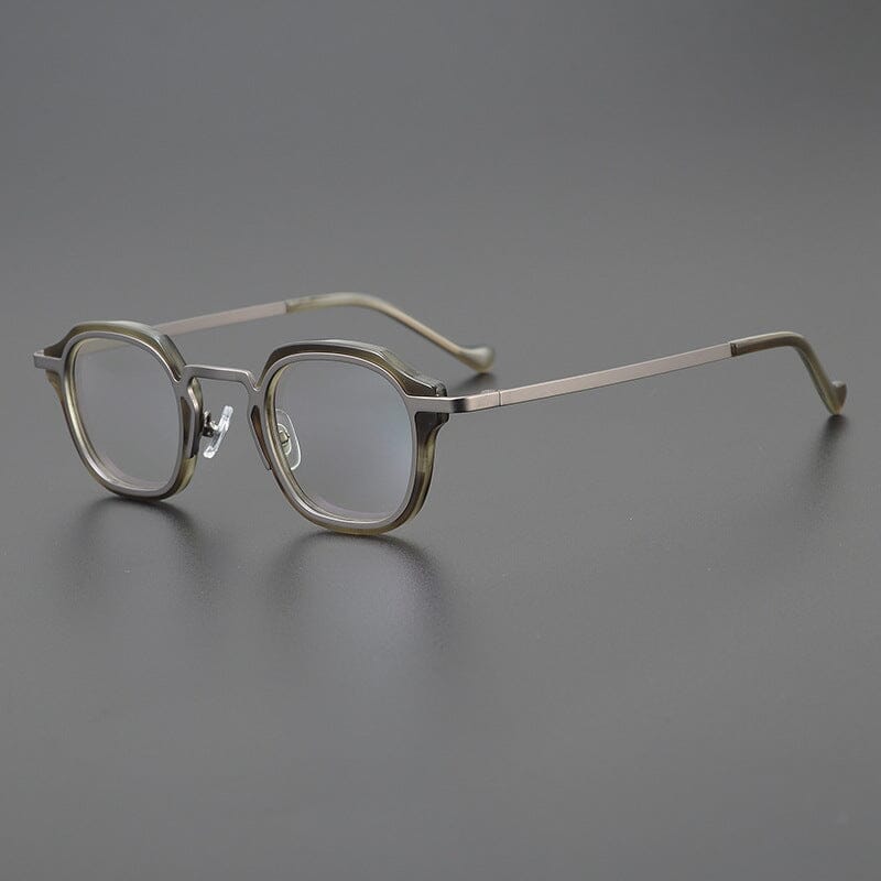 Egon Titanium Acetate Glasses Frame Rectangle Frames Southood Gun leopard