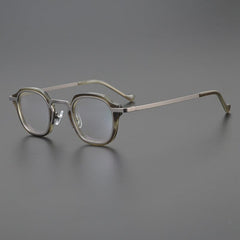 Egon Titanium Acetate Glasses Frame Rectangle Frames Southood Gun leopard