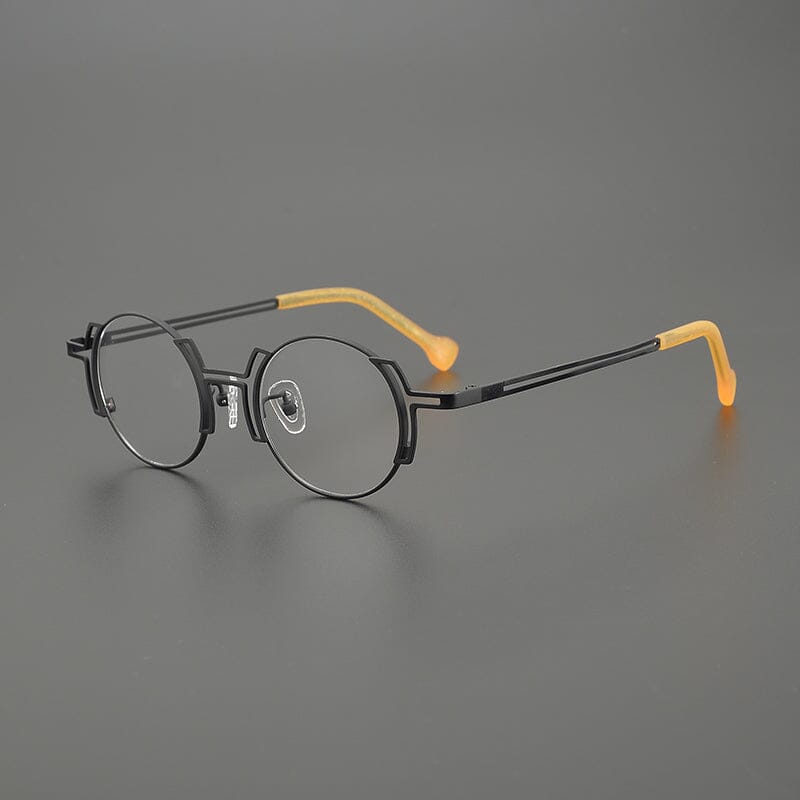 Eiko Niche Designer Titanium Glasses Frame Round Frames Southood Black