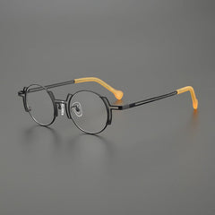 Eiko Niche Designer Titanium Glasses Frame Round Frames Southood Black