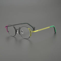 Eiko Niche Designer Titanium Glasses Frame Round Frames Southood Black Yellow