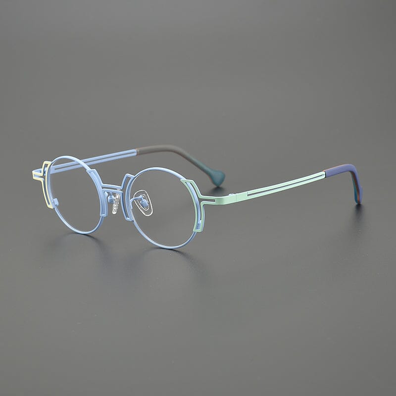 Eiko Niche Designer Titanium Glasses Frame Round Frames Southood Blue Green