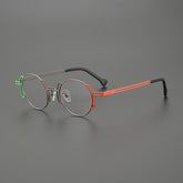 Eiko Niche Designer Titanium Glasses Frame Round Frames Southood Brown Red