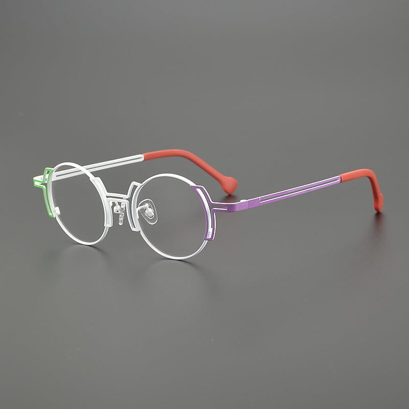 Eiko Niche Designer Titanium Glasses Frame Round Frames Southood White Purple