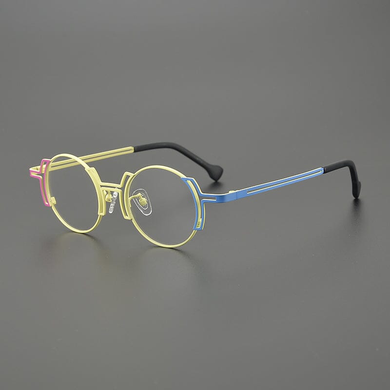 Eiko Niche Designer Titanium Glasses Frame Round Frames Southood Yellow Blue