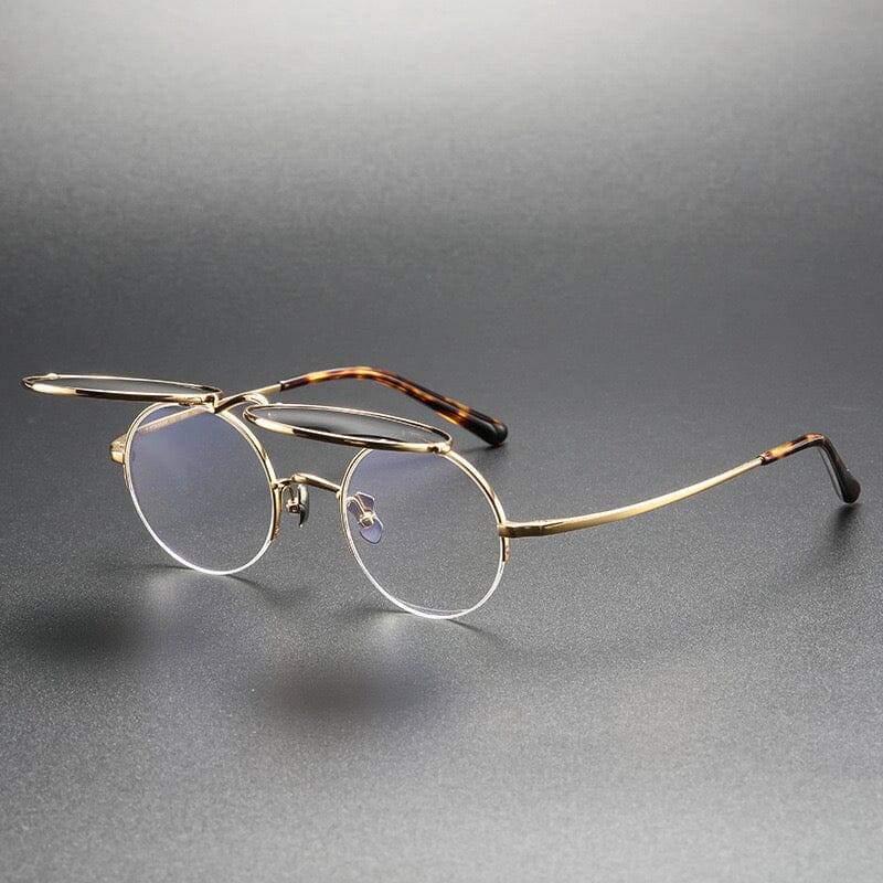 Esmund Titanium Round Glasses Frame Round Frames Southood Gold