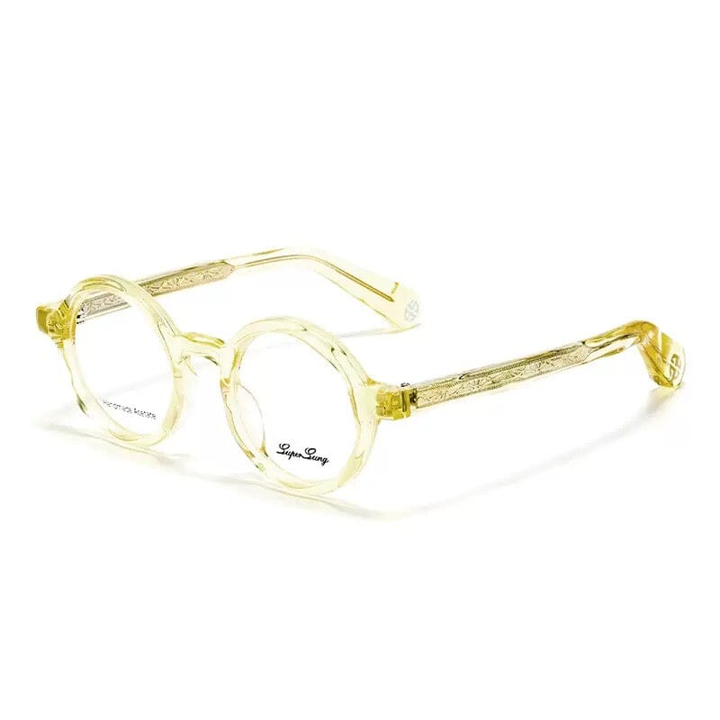 Evan Vintage Acetate Eyeglasses Frame Round Frames Southood Clear Yellow