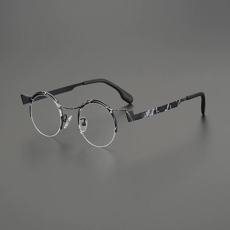Fair Round Ultralight Titanium Glasses Frame Round Frames Southood Black White