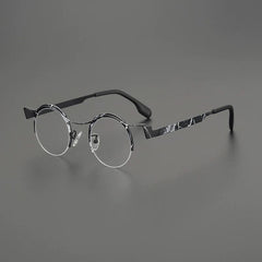 Fair Round Ultralight Titanium Glasses Frame Round Frames Southood Black White