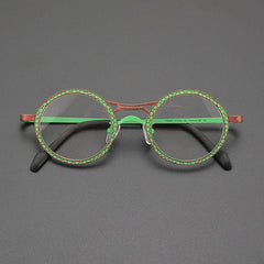 Faizah Niche Designer Titanium Glasses Frame Round Frames Southood Matte Green Red