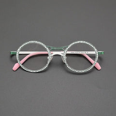 Faizah Niche Designer Titanium Glasses Frame Round Frames Southood Matte White Green
