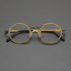 Faizah Niche Designer Titanium Glasses Frame Round Frames Southood Matte Yellow Black