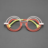 Faron Round Titanium Glasses Frame Round Frames Southood White Red