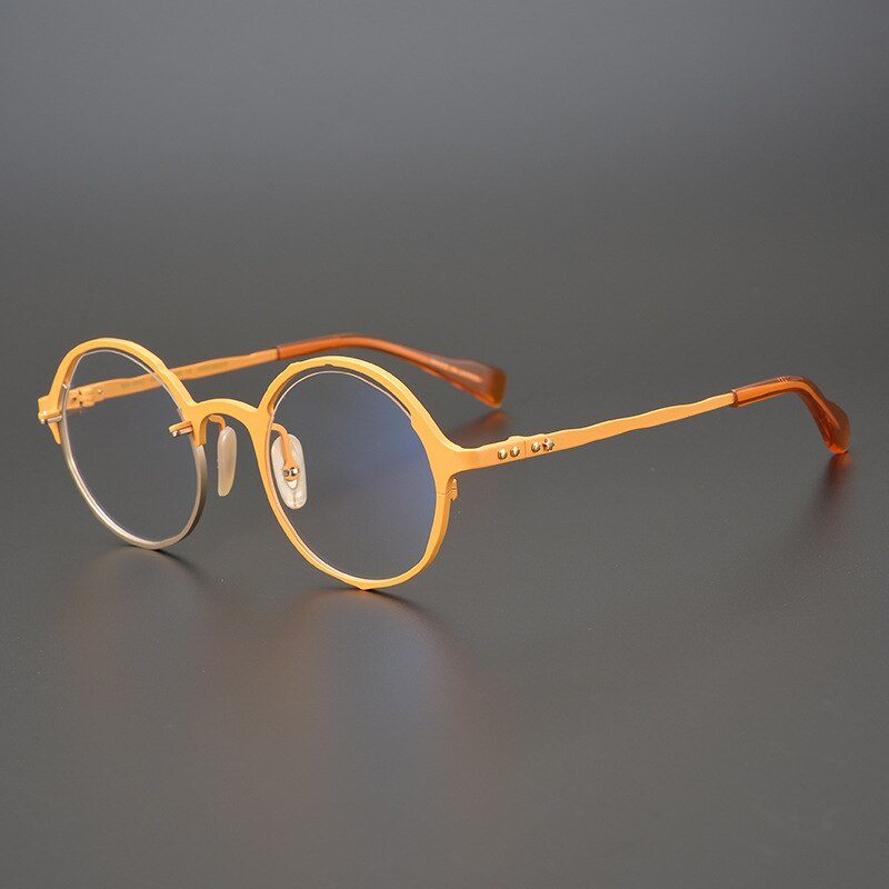Farrell Round Retro Titanium Glasses Frame Round Frames Southood Orange