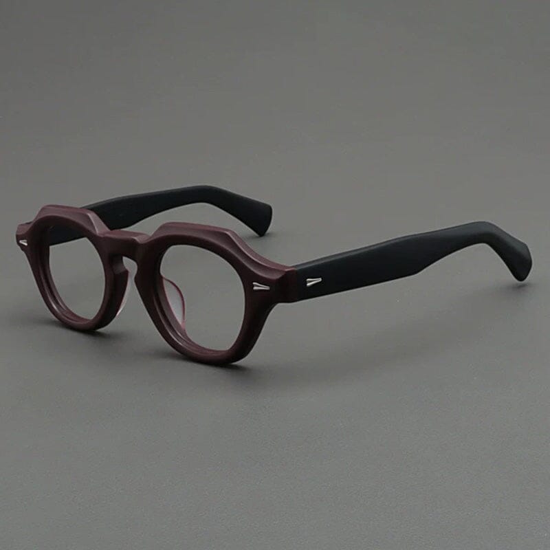 Felton Vintage Acetate Glasses Frame Geometric Frames Southood Matte Red Black
