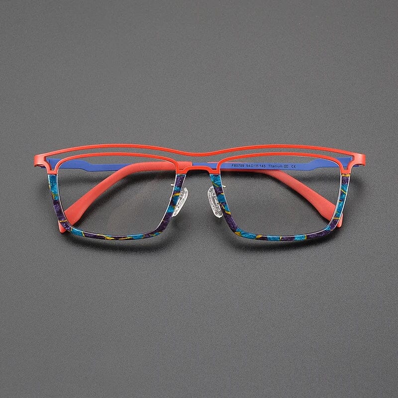 Garnet Rectangle Titanium Glasses Frame Rectangle Frames Southood Red