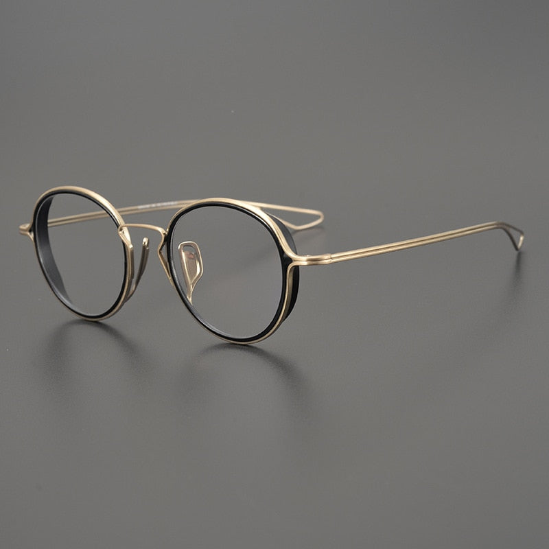Gene Retro Round Titanium Ultra-Light Glasses Frame Round Frames Southood Black-gold