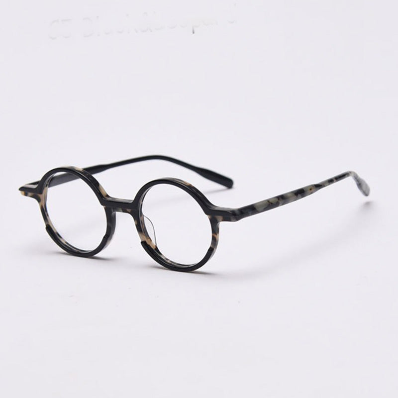 Glen Round Vintage Acetate Optical Glasses Frame Round Frames Southood C5Black-leopard