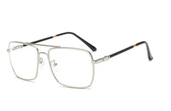 Haley Retro Rectangle Glasses Frames Geometric Frames Southood silver frame black leg