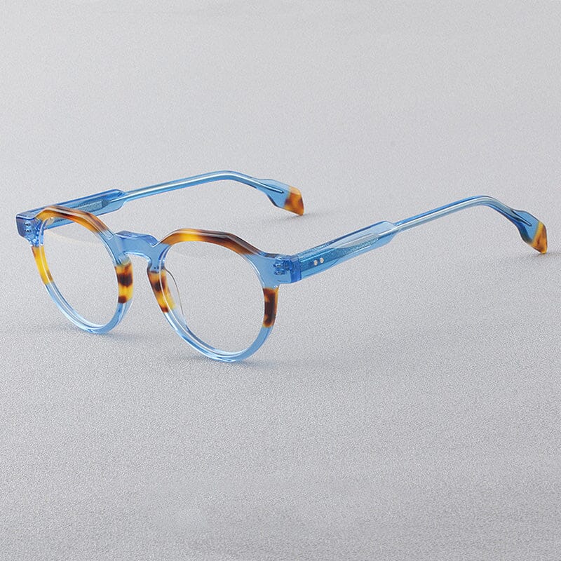 Janus Retro Acetate Glasses Frame Round Frames Southood Blue leopard