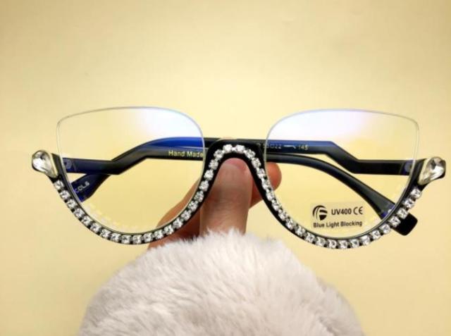 Jennifer Luxury Rhinestone Cat Eye Glasses Cat Eye Frames Southood black clear