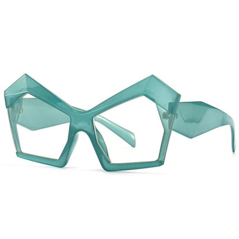 Jenny Oversized Irregular Square Glasses Frame Geometric Frames Southood C2 cyan clear